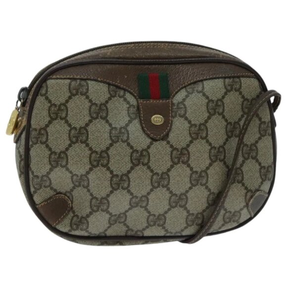 GUCCI GG Supreme Web Sherry Line Shoulder Bag PVC Beige - Picture 1 of 14